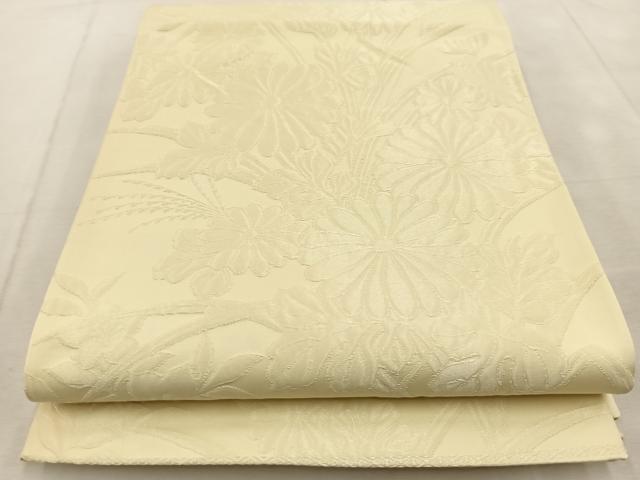平和屋着物◎西陣 六通柄袋帯 秋草文 女郎花色 証紙付き 正絹 逸品 BAAU9850yc