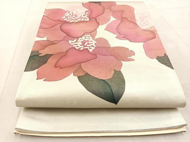 平和屋着物◎西陣 太鼓柄袋帯 作家物 手描き 舞花文 銀糸 引箔 正絹 逸品 BAAU9892yc