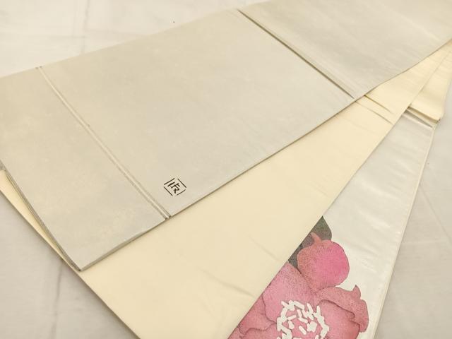 平和屋着物◎西陣 太鼓柄袋帯 作家物 手描き 舞花文 銀糸 引箔 正絹 逸品 BAAU9892yc