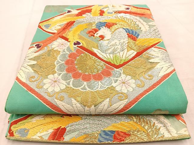 平和屋着物◎六通柄袋帯 唐織 鳳凰花菱文 金銀糸 正絹 逸品 BAAU9899yc