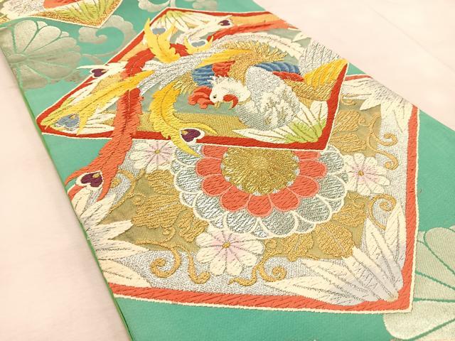 平和屋着物◎六通柄袋帯 唐織 鳳凰花菱文 金銀糸 正絹 逸品 BAAU9899yc