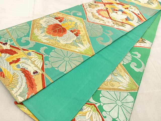 平和屋着物◎六通柄袋帯 唐織 鳳凰花菱文 金銀糸 正絹 逸品 BAAU9899yc