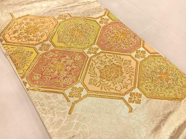 平和屋着物◎六通柄 京袋帯 蜀江花文 金糸 正絹 逸品 BAAU9915yc