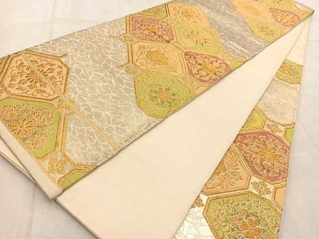 平和屋着物◎六通柄 京袋帯 蜀江花文 金糸 正絹 逸品 BAAU9915yc