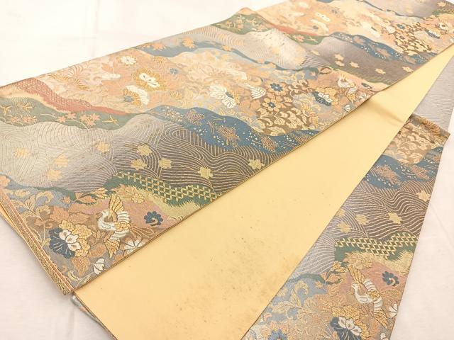 平和屋着物◎六通柄袋帯 道長花鳥文 金銀糸 正絹 逸品 BAAU9938yc