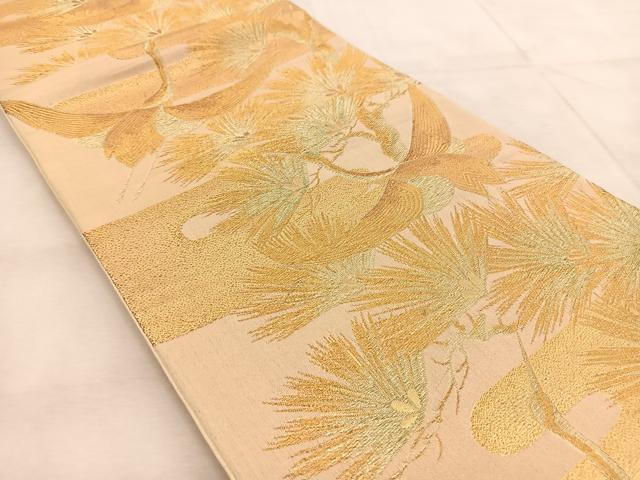 平和屋着物◎六通柄袋帯 飛鶴松文 金糸 正絹 逸品 BAAU9946yc