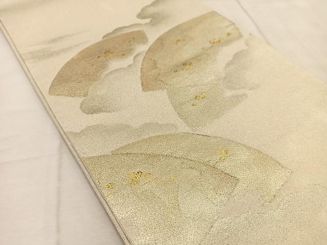 平和屋着物◎太鼓柄袋帯 綴れ 地紙箔散らし文様 金糸 正絹 逸品 BAAU9991yc