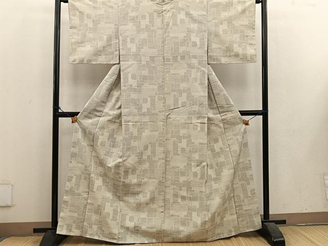 平和屋着物■上質な紬 幾何学文様 正絹 逸品 BAAV0007mz