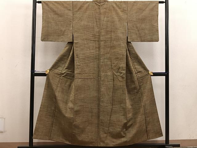 平和屋着物■上質な紬 幾何学文様 正絹 逸品 BAAV0927mz