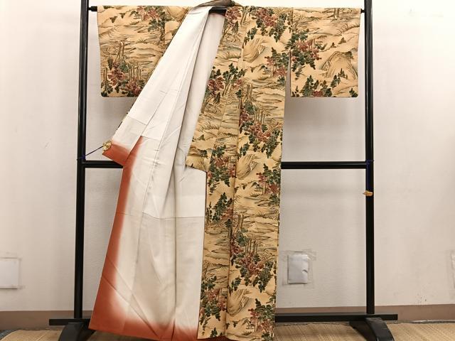 平和屋着物■上質な小紋 紬地 樹林文 正絹 逸品 BAAV1007mz