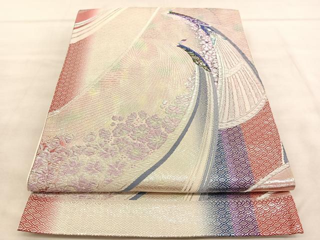 平和屋着物◎六通柄袋帯 花鳥文 金銀糸 正絹 逸品 BAAV1518hv