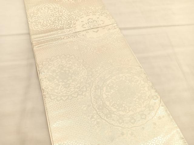 平和屋着物◎西陣 六通柄袋帯 正倉院花文 銀糸 証紙付き 正絹 逸品 BAAV1529hv