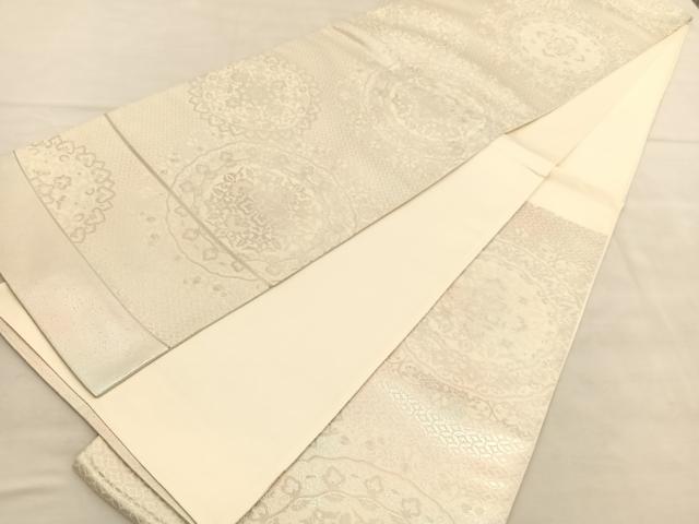 平和屋着物◎西陣 六通柄袋帯 正倉院花文 銀糸 証紙付き 正絹 逸品 BAAV1529hv