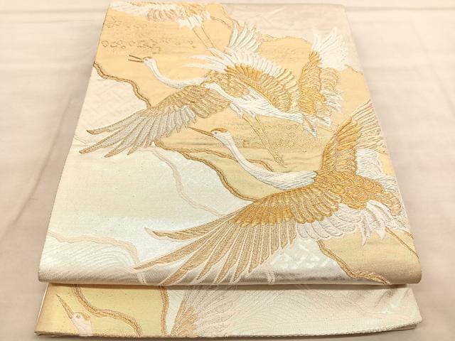 平和屋着物◎六通柄袋帯 唐織 慶長錦 飛鶴文 金銀糸 正絹 逸品 BAAV1569hv