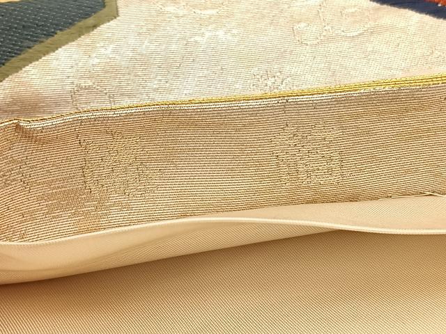 平和屋着物◎六通柄袋帯 唐織 亀甲瑞宝文 漆箔 正絹 逸品 BAAV1635hv