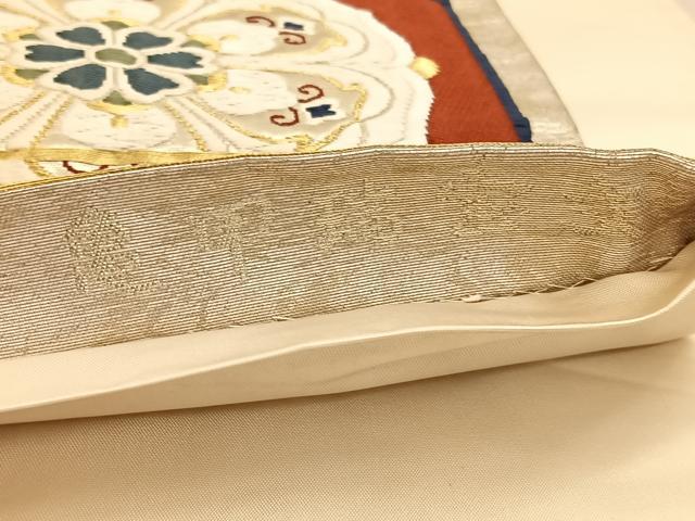 平和屋着物◎六通柄袋帯 唐織 亀甲瑞宝文 漆箔 正絹 逸品 BAAV1635hv