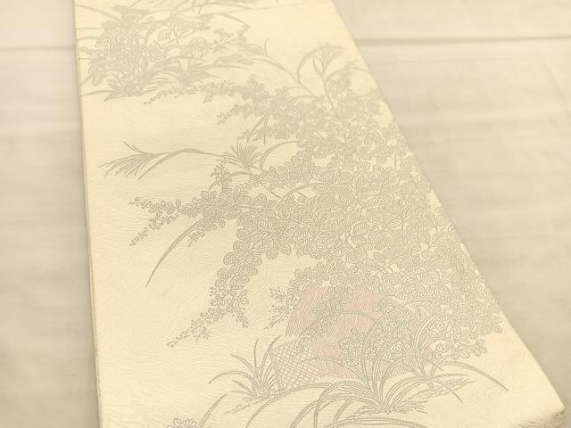 平和屋着物◎六通柄袋帯 御所解秋草文 正絹 逸品 BAAV1662hv