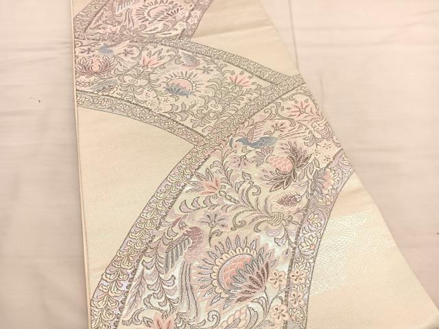 平和屋着物◎六通柄袋帯 唐織 青海更紗文 プラチナ箔 正絹 逸品 BAAV1705hv