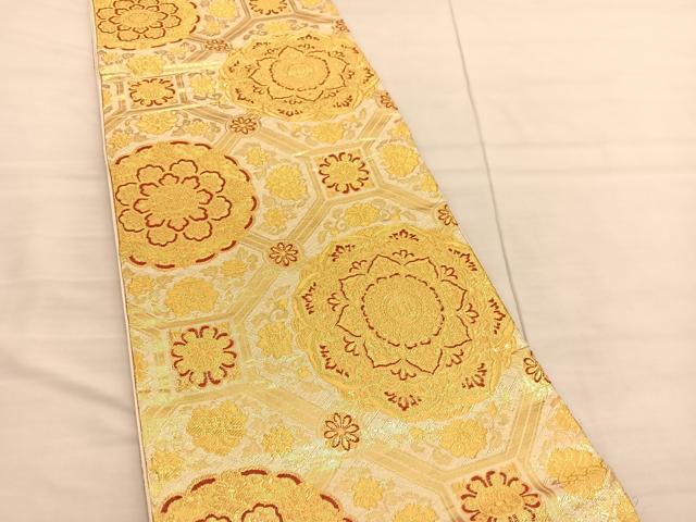 平和屋着物◎六通柄袋帯 正倉院蜀江花文 金糸 正絹 逸品 BAAV1721hv