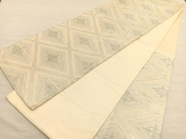 平和屋着物◎六通柄袋帯 唐織 花菱文 銀糸 正絹 逸品 BAAV1735hv