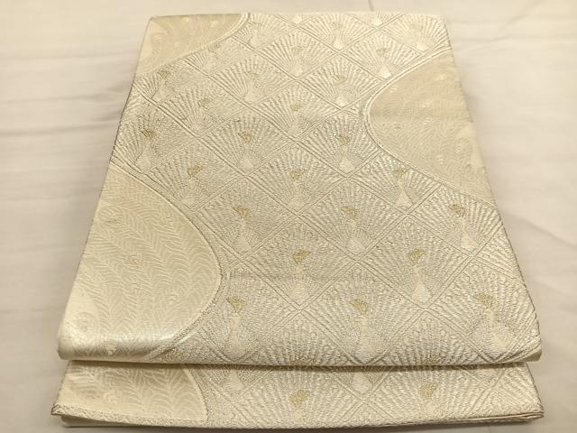 平和屋着物◎六通柄袋帯 唐織 孔雀尽くし 金銀糸 正絹 逸品 BAAV1736hv