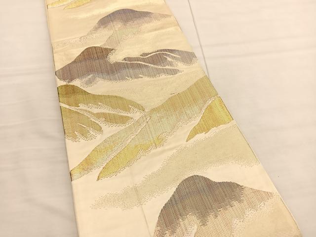 平和屋着物◎六通柄袋帯 遠山文 金糸 正絹 逸品 BAAV1743hv