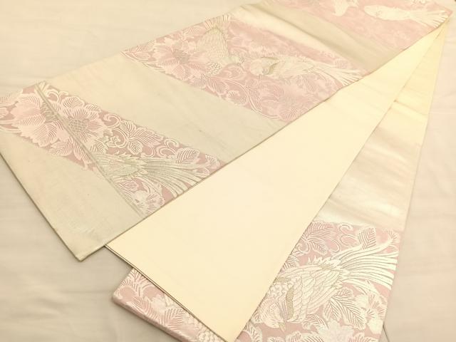 平和屋着物◎六通柄袋帯 唐織 更紗花鳥文 金銀糸 正絹 逸品 BAAV1770hv