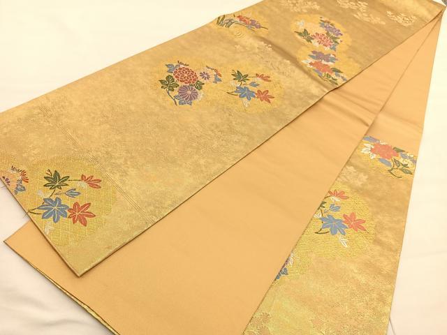 平和屋着物◎六通柄袋帯 唐織 百花雪輪文 金糸 引箔 正絹 逸品 BAAV1775hv