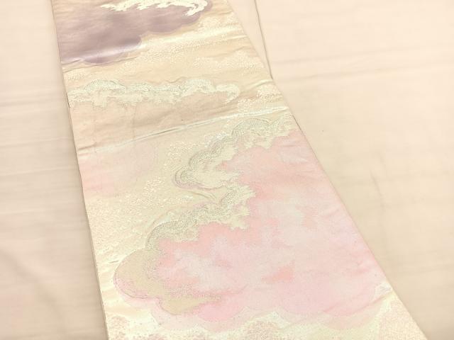 平和屋着物◎六通柄袋帯 唐織 瑞雲 銀糸 正絹 逸品 BAAV1797hv