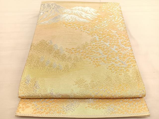 平和屋着物◎六通柄袋帯 遠山樹林文 金銀糸 正絹 逸品 BAAV1804hv