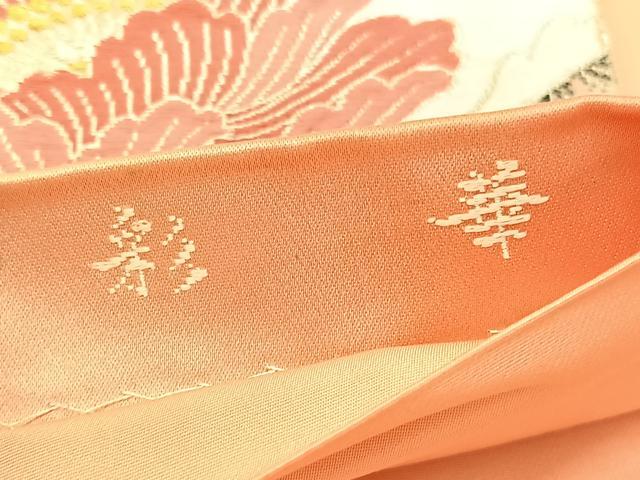 平和屋着物◎六通柄袋帯 唐織 牡丹花文 彩華 金銀糸 正絹 逸品 BAAV1848hv