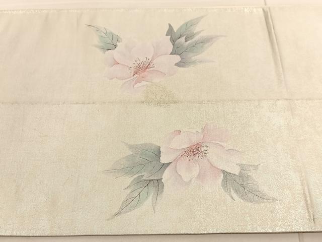 平和屋着物◎太鼓柄袋帯 手描き 牡丹 引箔 正絹 逸品 BAAV1868hv