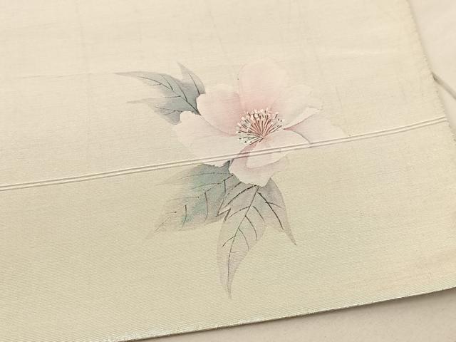 平和屋着物◎太鼓柄袋帯 手描き 牡丹 引箔 正絹 逸品 BAAV1868hv