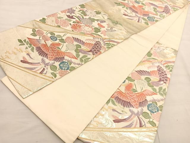平和屋着物◎六通柄袋帯 唐織 花喰い鳳凰 金銀糸 正絹 逸品 BAAV1869hv