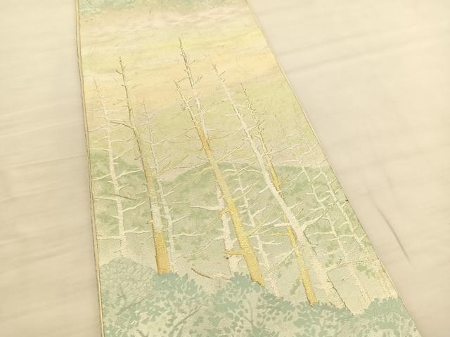 平和屋着物◎六通柄袋帯 唐織 木立風景文 金銀糸 正絹 逸品 BAAV1974hv