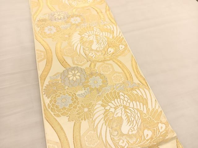 平和屋着物◎六通柄袋帯 唐織 鳳凰立涌花文 金銀糸 正絹 逸品 BAAV1980hv