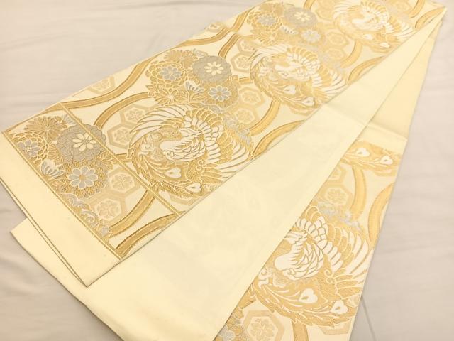 平和屋着物◎六通柄袋帯 唐織 鳳凰立涌花文 金銀糸 正絹 逸品 BAAV1980hv
