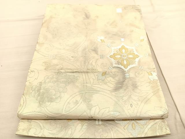 平和屋着物◎西陣 六通柄袋帯 葡萄蔦の葉文 金銀糸 正絹 逸品 BAAV1991hv