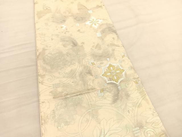 平和屋着物◎西陣 六通柄袋帯 葡萄蔦の葉文 金銀糸 正絹 逸品 BAAV1991hv