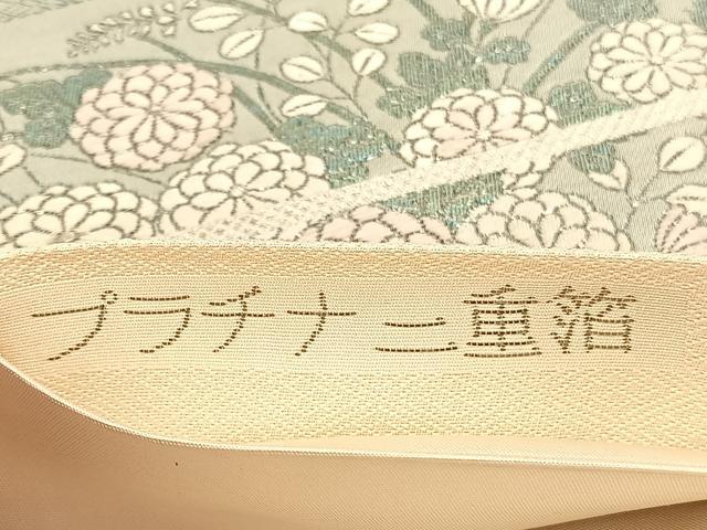 平和屋着物◎六通柄袋帯 唐織 鴛鴦地紙花文 九百織錦 プラチナ二重箔 正絹 逸品 BAAV1998hv