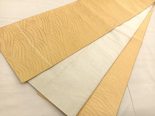 平和屋着物◎両面 全通柄 本袋帯 綴れ 立波文 金糸 正絹 逸品 BAAV1999hv