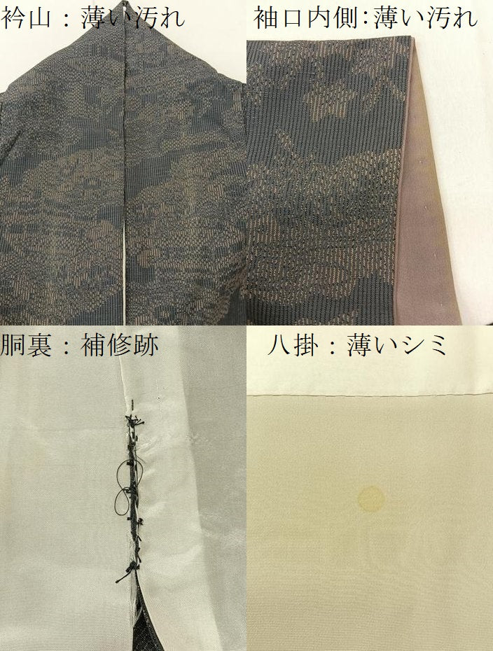 平和屋着物■上質な紬 雲取り風景花文 正絹 逸品 BAAV2387hj
