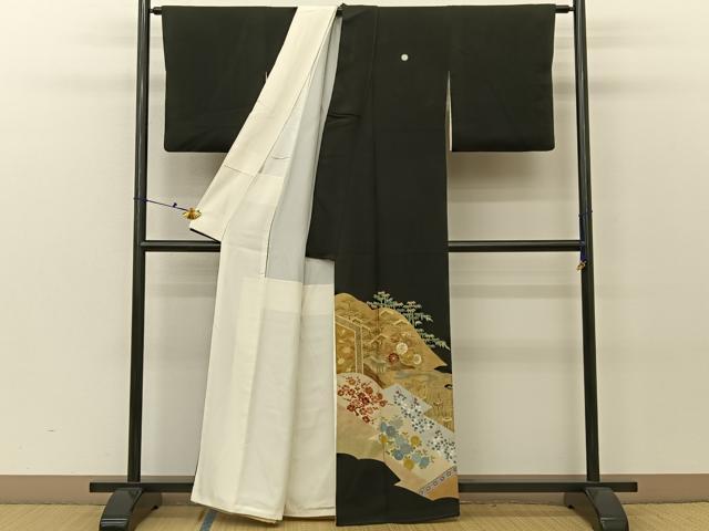 平和屋着物■豪華黒留袖 駒刺繍 松竹梅 御所解文 金彩 正絹 逸品 BAAV2409hj
