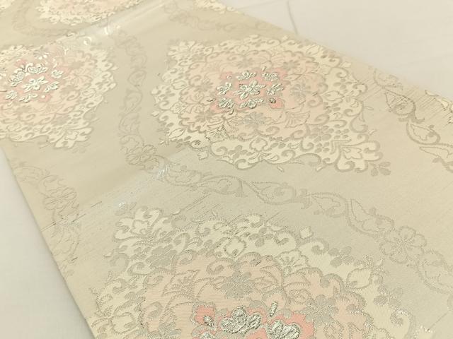 平和屋着物◎六通柄袋帯 正倉院 銀糸 正絹 逸品 BAAV2677hj