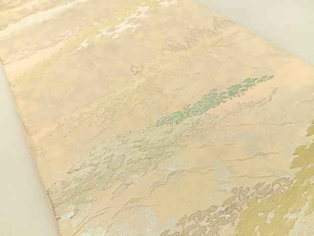 平和屋着物◎六通柄袋帯 樹林文 金銀糸 引箔 正絹 逸品 BAAV2681hj