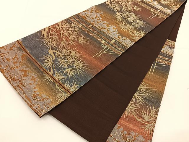 平和屋着物◎六通柄袋帯 松 金銀糸 正絹 逸品 BAAV2684hj