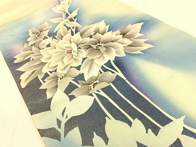 平和屋着物◎太鼓柄袋帯 手描き 草花文 引箔 正絹 逸品 BAAV2697hj