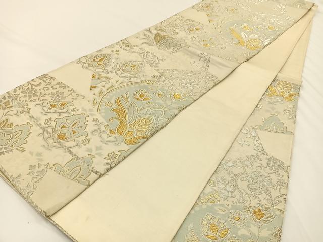 平和屋着物◎六通柄袋帯 更紗花文 金銀糸 正絹 逸品 BAAV2735hj