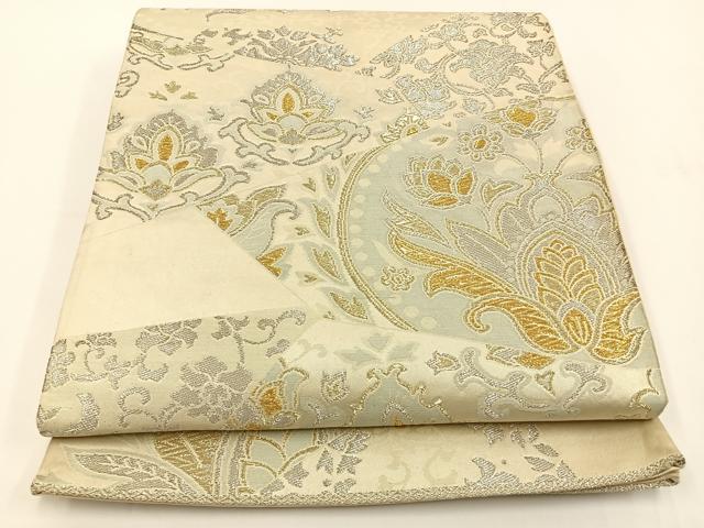 平和屋着物◎六通柄袋帯 更紗花文 金銀糸 正絹 逸品 BAAV2735hj