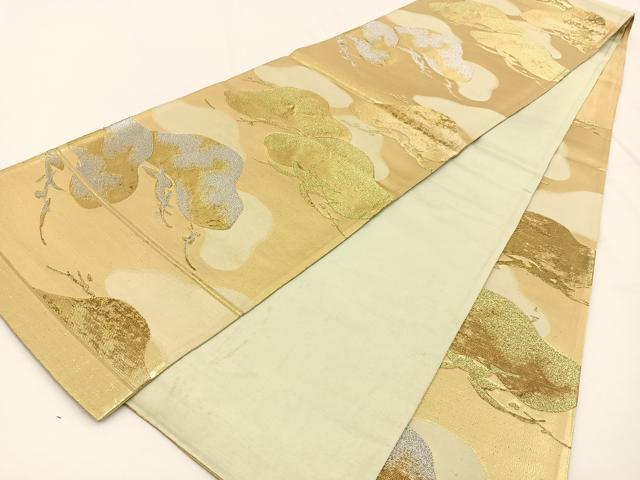 平和屋着物◎六通柄袋帯 松 金銀糸 正絹 逸品 BAAV2746hj